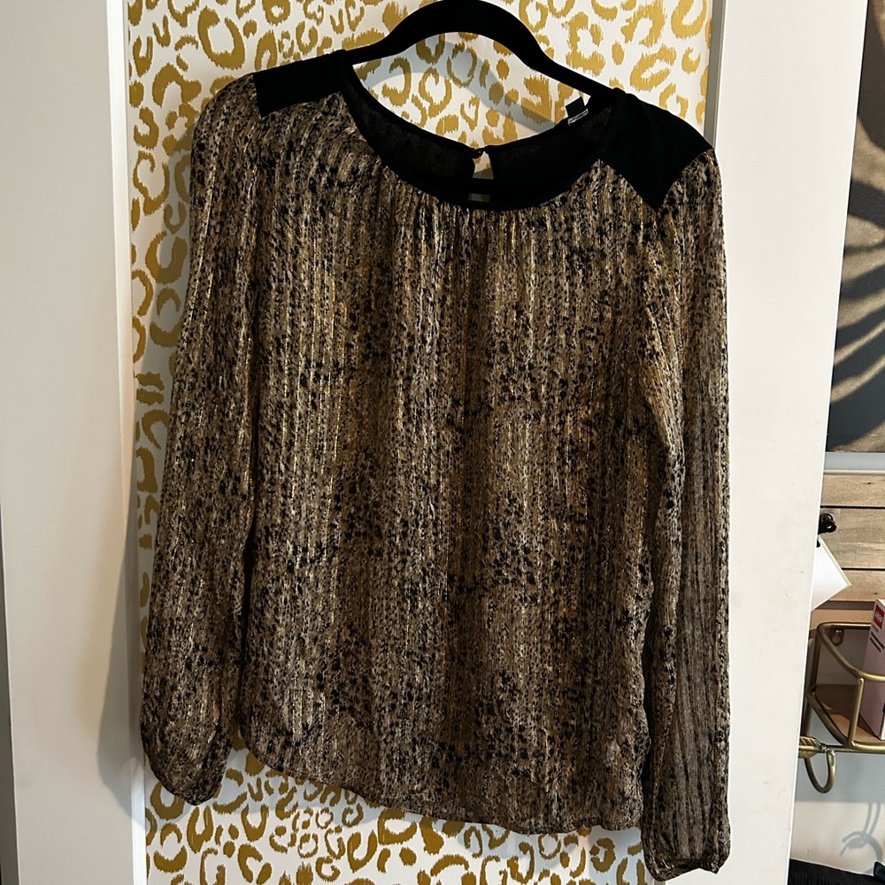 Ella Moss Black and Brown Textured Animal Blouse